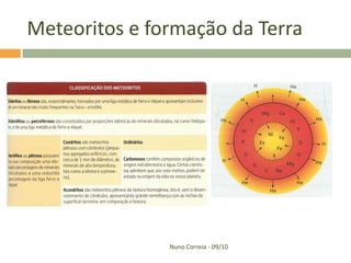 Meteoritos e formação da Terra




               Nuno Correia - 09/10
 