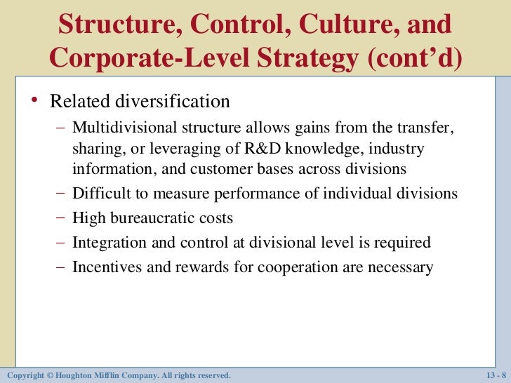 Corporate level strategy related diversification