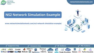 networksimulationtools.com
CloudSim
Fogsim
PhD Guidance
MS Guidance
Assignment Help Homework Help
www.networksimulationtools.com/ns2-network-simulation-example/
NS2 Network Simulation Example
 
