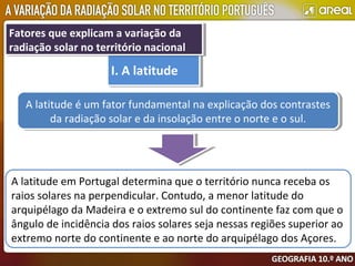 a variação da radiação solar no território português | PPT