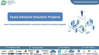 networksimulationtools.com
CloudSim
Fogsim
PhD Guidance
MS Guidance
Assignment Help Homework Help
www.networksimulationtools.com/exata-network-emulator-projects/
Exata Network Emulator Projects
 