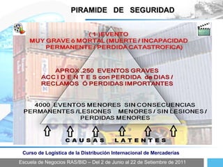 Escuela de Negocios RAS/BID – Del 2 de Junio al 22 de Setiembre de 2011 Curso de Logística de la Distribución Internacional de Mercaderías PIRAMIDE  DE  SEGURIDAD 