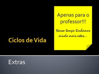 Apenas para o
          professor!!!
         Nosso tempo tinhamos
          ainda mais estes...




Extras
 