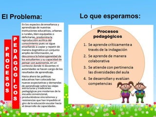 El Problema:
P
R
O
C
E
S
O
S
P
E
D
A
G
Ó
G
I
C
O
S
Lo que esperamos:
 