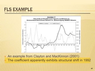 FLS EXAMPLE
 An example from Clayton and MacKinnon (2001)
 The coefficient apparently exhibits structural shift in 1992
49
 