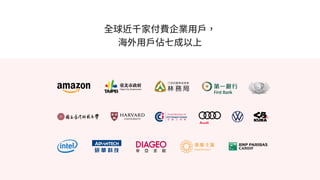 全球近千家付費企業用戶，
海外用戶佔七成以上
 