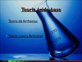 Teoría ácido-base Teoría de Arrhenius Teoría Lowry-Br önsted 
