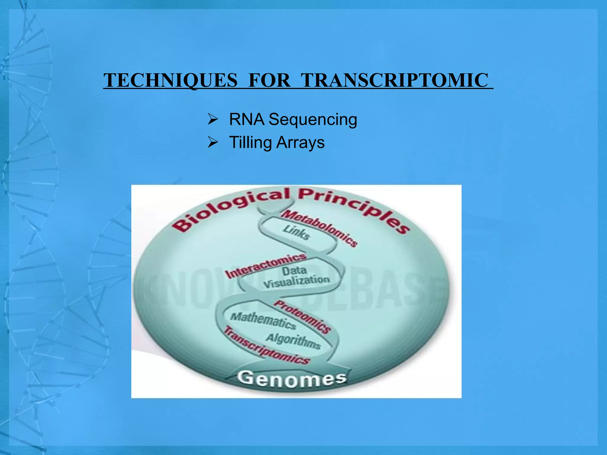 TECHNIQUES  FOR  TRANSCRIPTOMIC  RNA Sequencing Tilling Arrays 