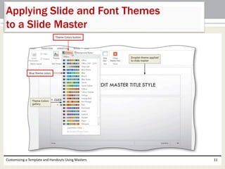 Customizing a Template and Handouts Using Masters 11
Applying Slide and Font Themes
to a Slide Master
 