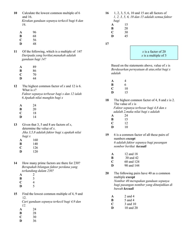 soalan matematik tingkatan 1 PDF