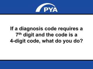 Page 14April 25, 2014
Prepared for Georgia Pediatric Practice Managers
Association
If a diagnosis code requires a
7th digit and the code is a
4-digit code, what do you do?
 