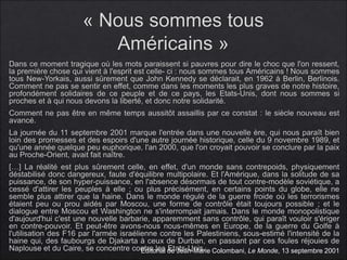 Éditorial de Jean-Marie Colombani, Le Monde, 13 septembre 2001
 
