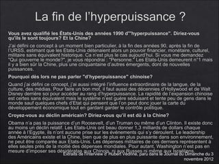 Extraits de l'interview d' Hubert Védrine, paru dans le Journal du Dimanche du 3
novembre 2012
 