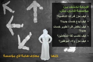 • زسعن فيك ؟تيسفانتلا انتاردق 
• كيف نبدع خدماث جديدة؟ 
• كيف نخفض فترة تطوير خدماث 
جديدة؟ 
• كيف نكتسب ثقت المتعاملين؟ 
• كيف نعسز ولاء الموظفين؟ 
 