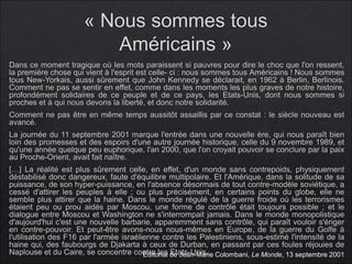 Éditorial de Jean-Marie Colombani, Le Monde, 13 septembre 2001 
 