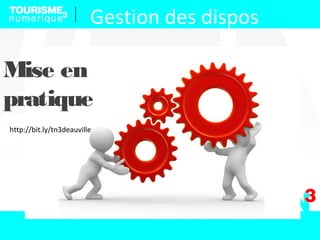 Mise en
pratique
Gestion des dispos
http://bit.ly/tn3deauville
 