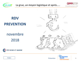1PréventionPUBLIC
novembre
2018
RDV
PREVENTION
La grue, un moyen logistique et après…..
 