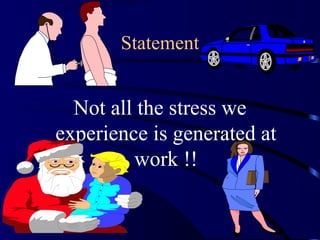 Statement
Not all the stress we
experience is generated at
work !!
 