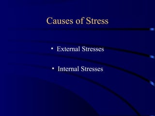 Causes of Stress
• External Stresses
• Internal Stresses
 