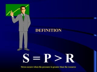 DEFINITION
S = P > RStress occurs when the pressure is greater than the resource
 