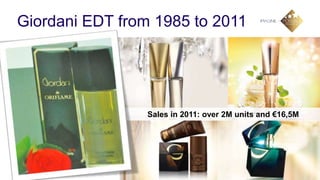 Giordani EDT from 1985 to 2011




                          Sales in 2011: over 2M units and €16,5M




2012-01-31   Copyright ©2012 by Oriflame Cosmetics SA           14
 