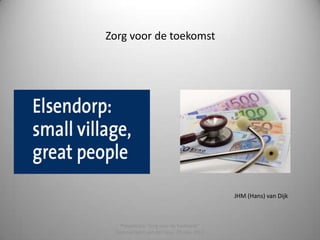 Zorg voor de toekomst

JHM (Hans) van Dijk

Presentatie "Zorg voor de toekomst"
Seminar John van der Laan, 29 nov. 2013

1

 