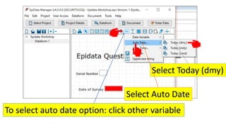 To select auto date option: click other variable
Select Auto Date
Select Today (dmy)
 