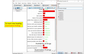 To insert new heading:
Examination findings
 
