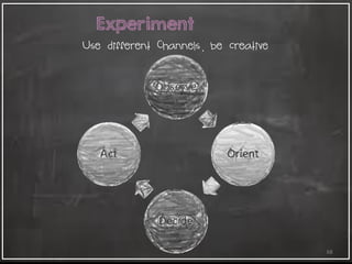 68
Experiment
Use different Channels, be creative
 