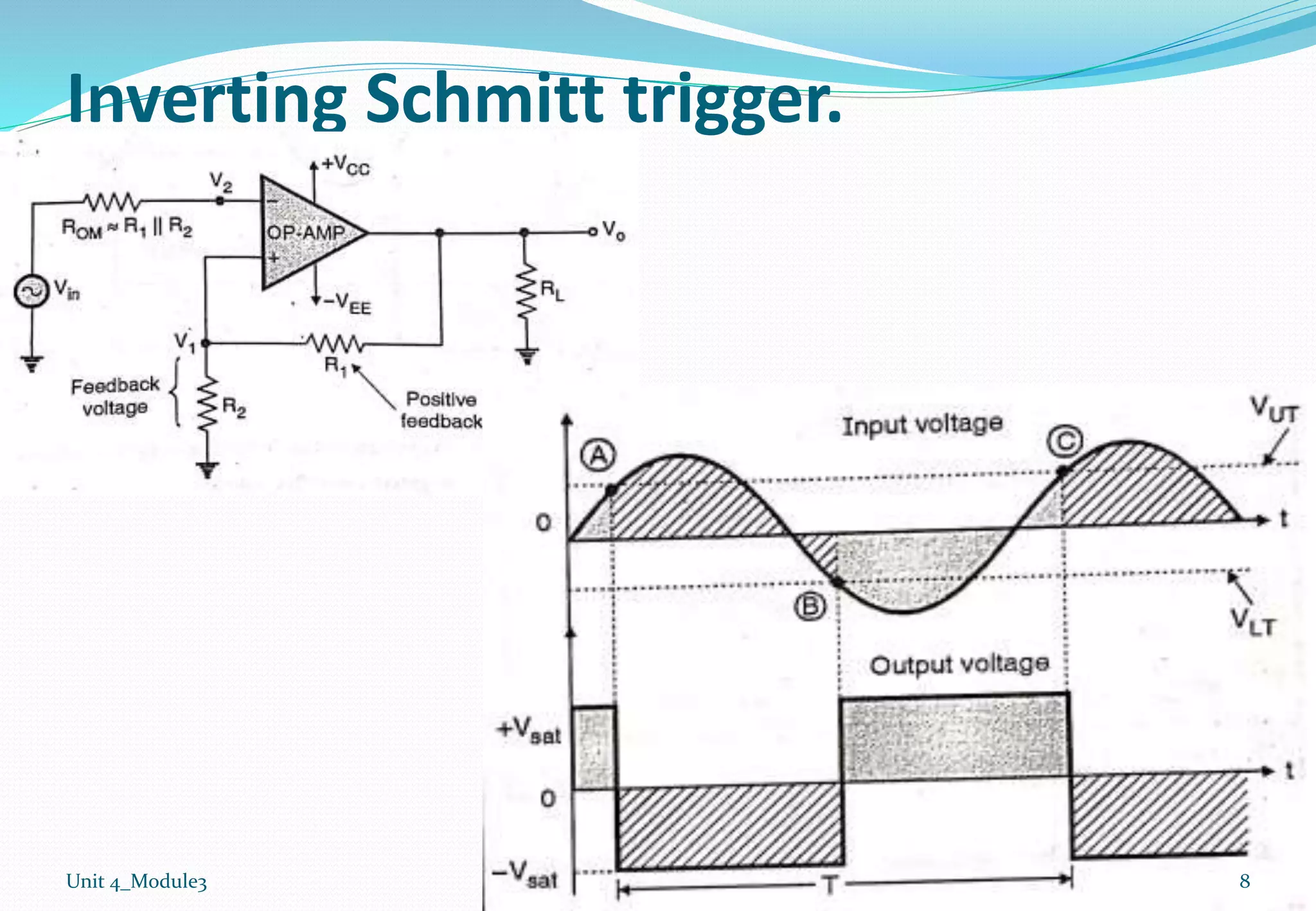 Inverting Schmitt trigger.
Unit 4_Module3 8
 