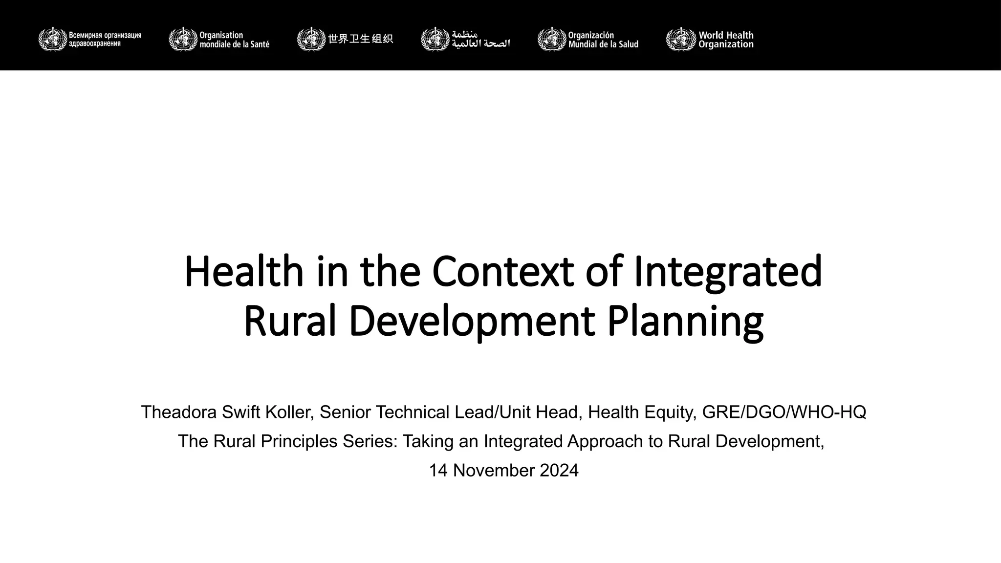 OECD Rural Principles series: Taking an integrated approach to Rural ...