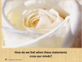 How do we feel when these statements
cross our minds?
 