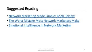Suggested Reading
• Network Marketing Made Simple: Book Review
• The Worst Mistake Most Network Marketers Make
• Emotional...