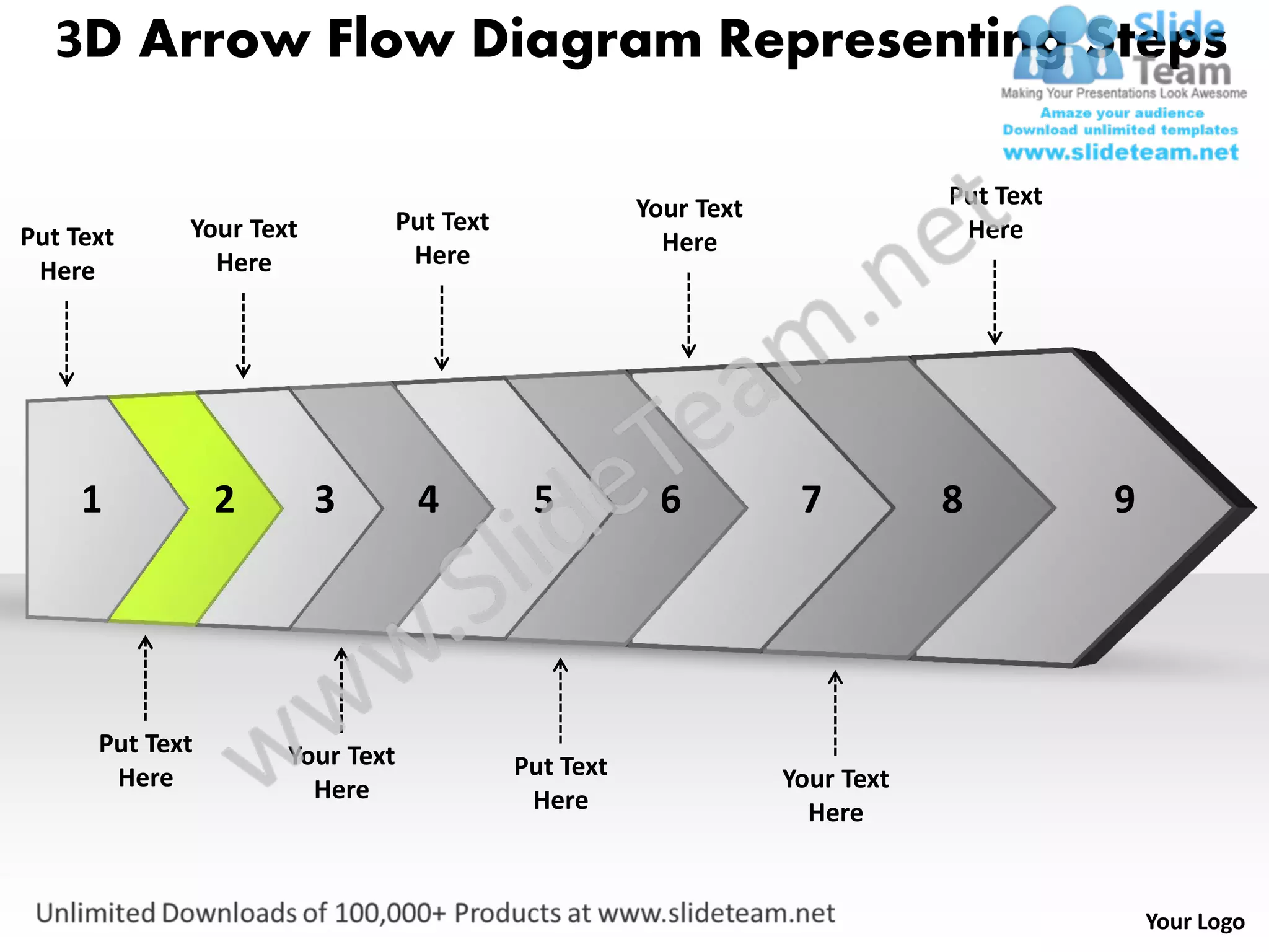 Ppt 3d arrow flow diagram representing steps business power point ...