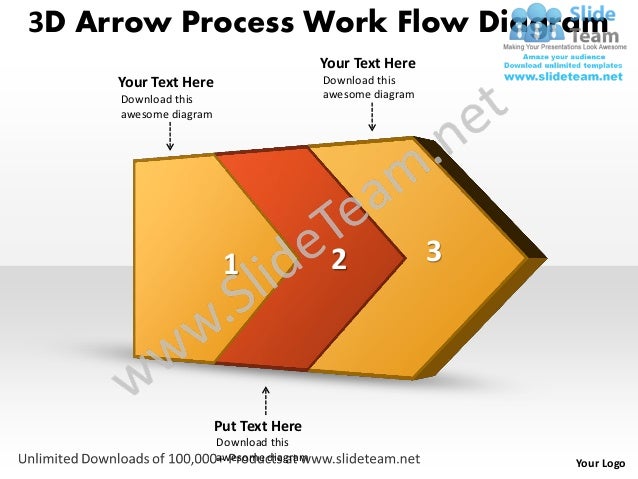 ppt 3d arrow process work flow swim lane diagram powerpoint template