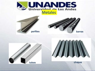 Metales
perfiles barras
tubos chapas
 