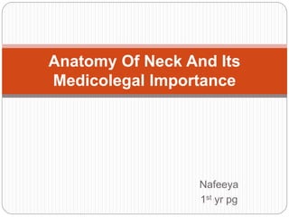 Nafeeya
1st yr pg
Anatomy Of Neck And Its
Medicolegal Importance
 