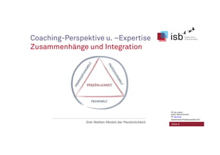 Coaching-Perspektive u. –Expertise
Zusammenhänge und Integration
Seite 8
CC-by-Lizenz,
Autor: Bernd Schmid
für isb-w.eu
Systemische Professionalität 2013
 