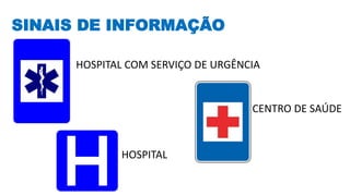 SINAIS DE INFORMAÇÃO
HOSPITAL
HOSPITAL COM SERVIÇO DE URGÊNCIA
CENTRO DE SAÚDE
 