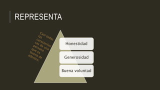 REPRESENTA
Honestidad
Generosidad
Buena voluntad
 