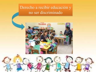 Derecho a recibir educación y
no ser discriminado