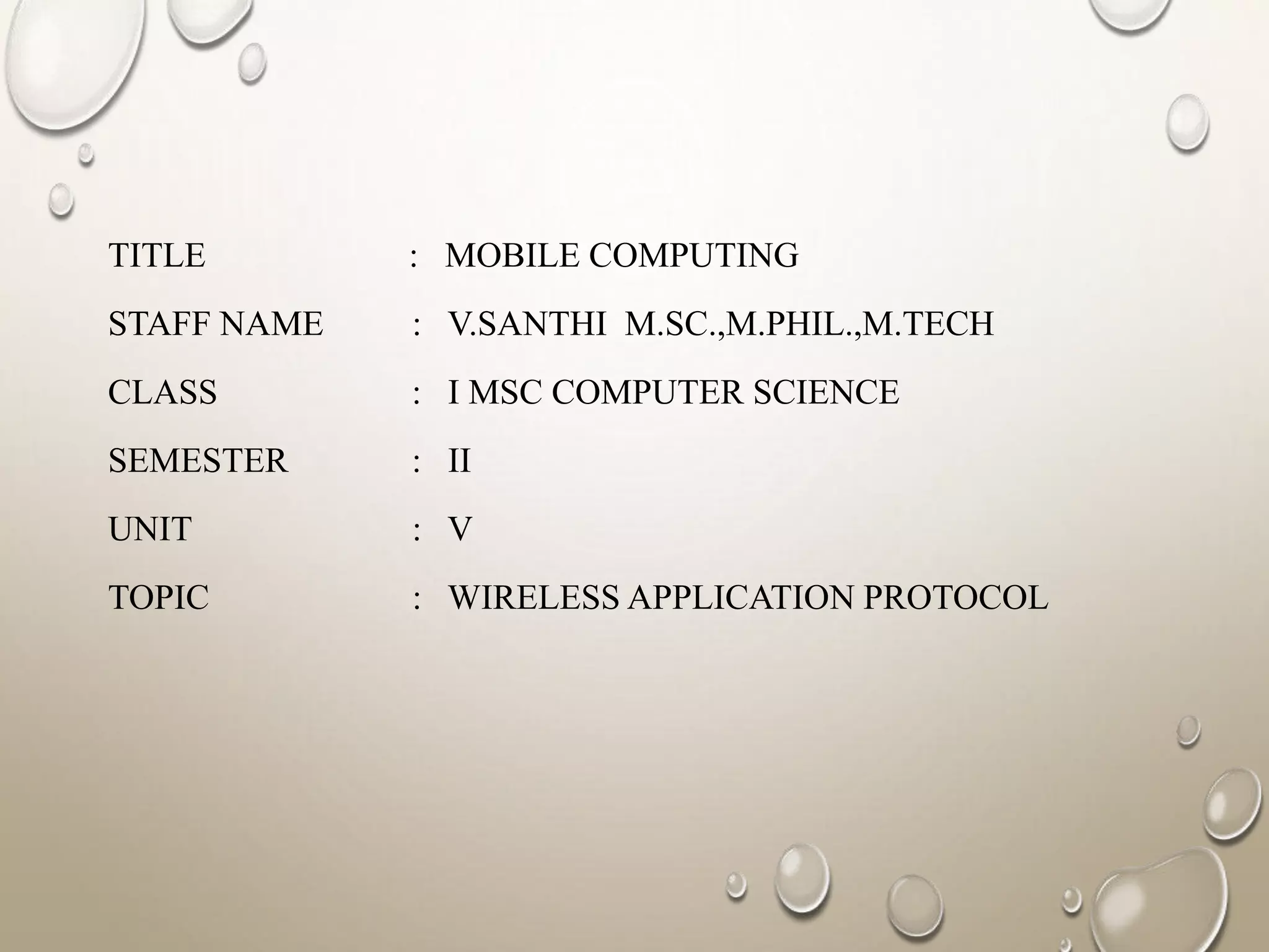 WIRELESS APPLICATION PROTOCOL | PPT