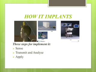 HOW IT IMPLANTS
Three steps for implement it:
 Sense
 Transmit and Analyse
 Apply
 