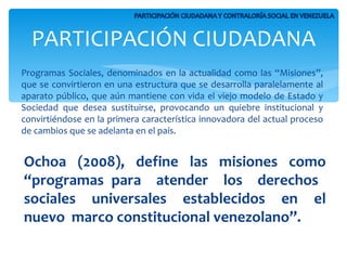 Participación Ciudadana y Contraloria Social en Venezuela | PPT