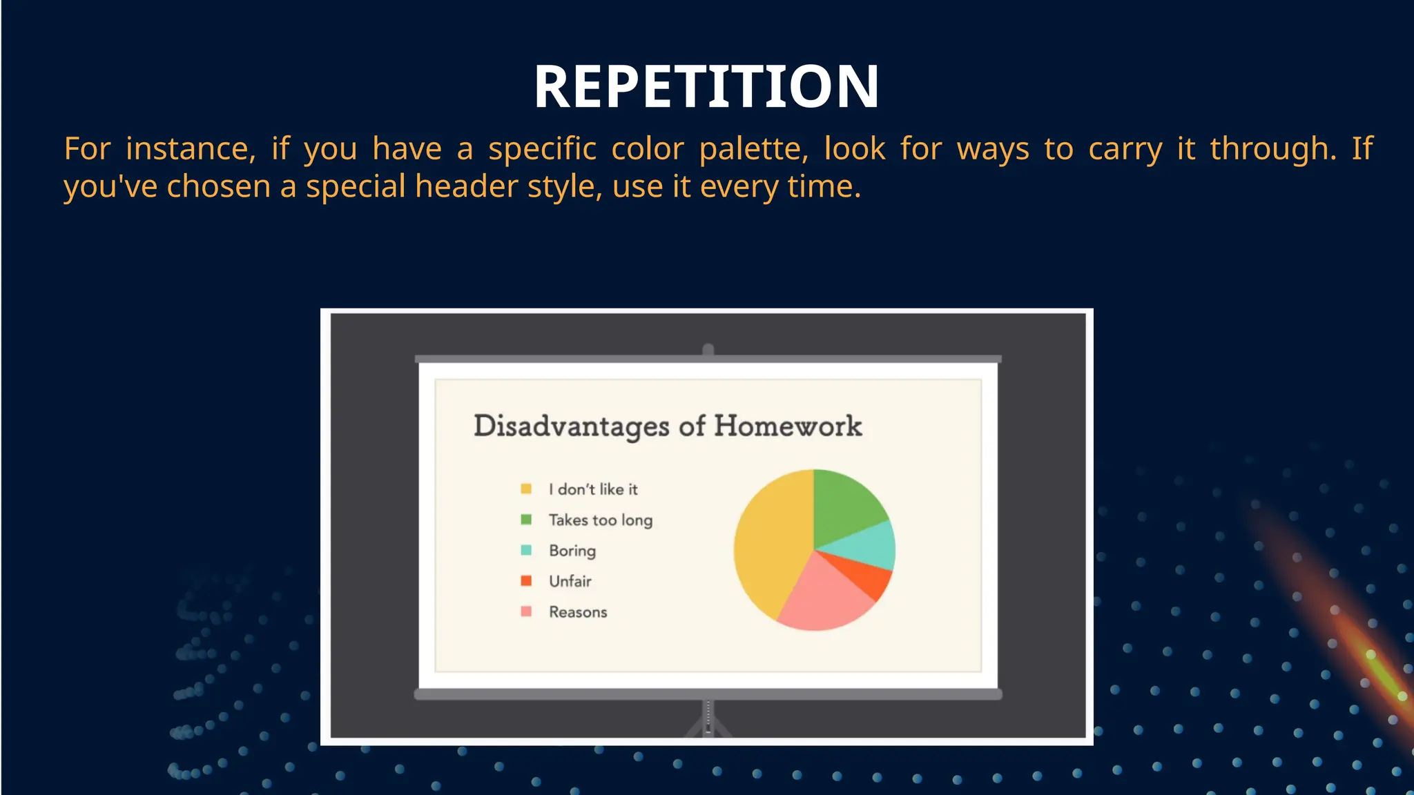 REPETITION
For instance, if you have a specific color palette, look for ways to carry it through. If
you've chosen a special header style, use it every time.
grouped together
 