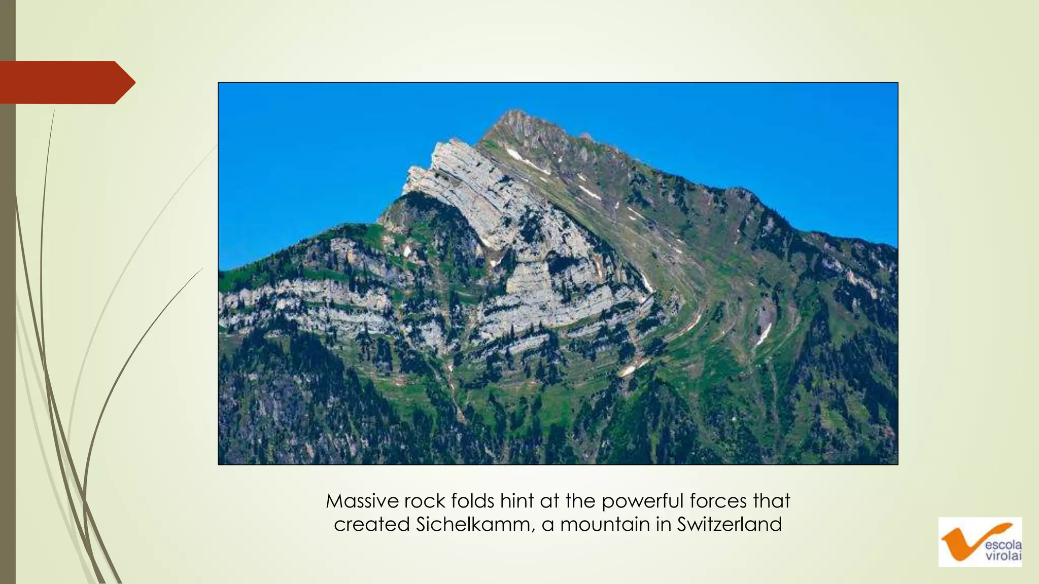 Massive rock folds hint at the powerful forces that
created Sichelkamm, a mountain in Switzerland
 