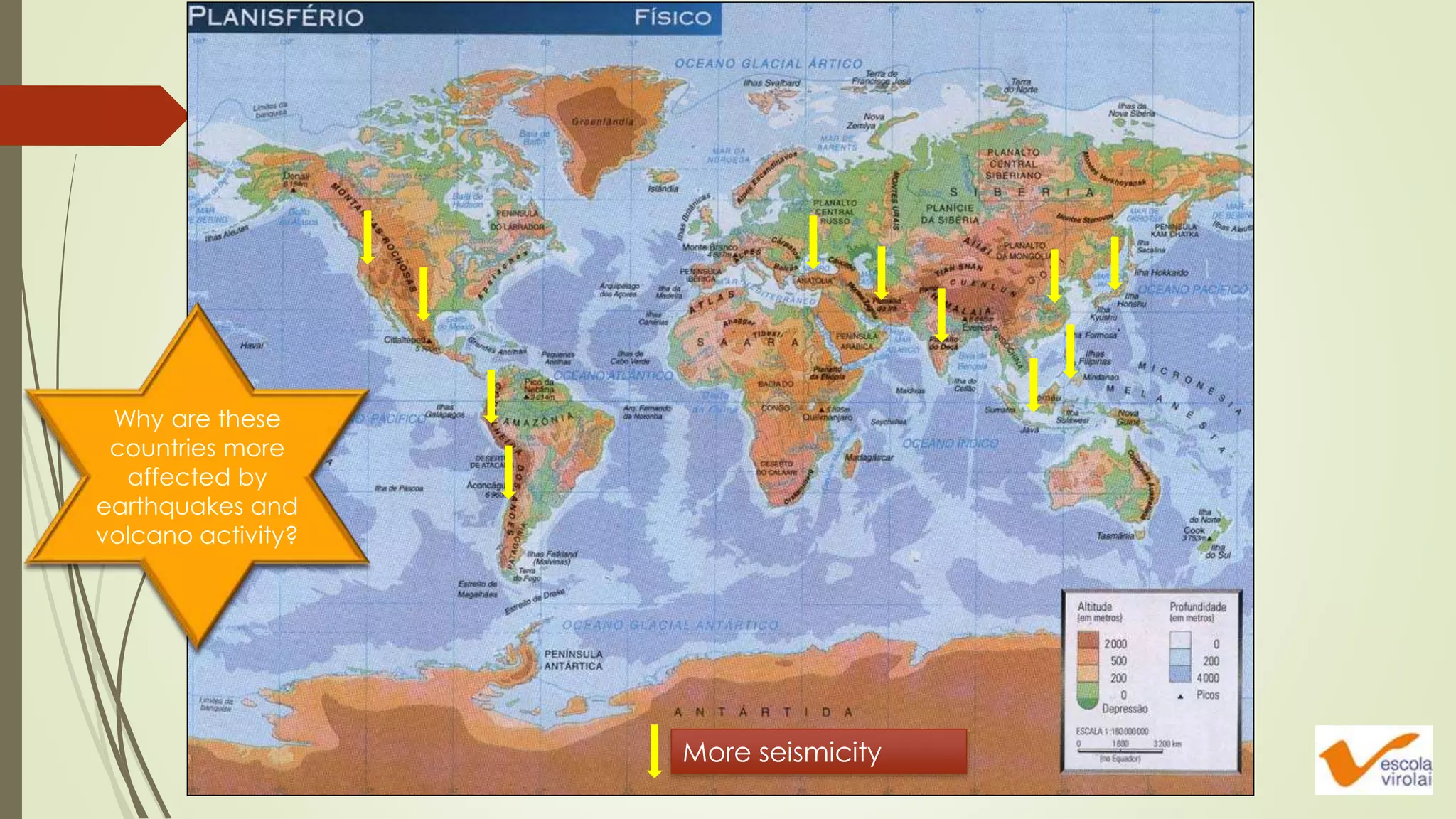 More seismicity
Why are these
countries more
affected by
earthquakes and
volcano activity?
 