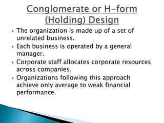Presentation on Basic forms of Organizations Design | PPTX