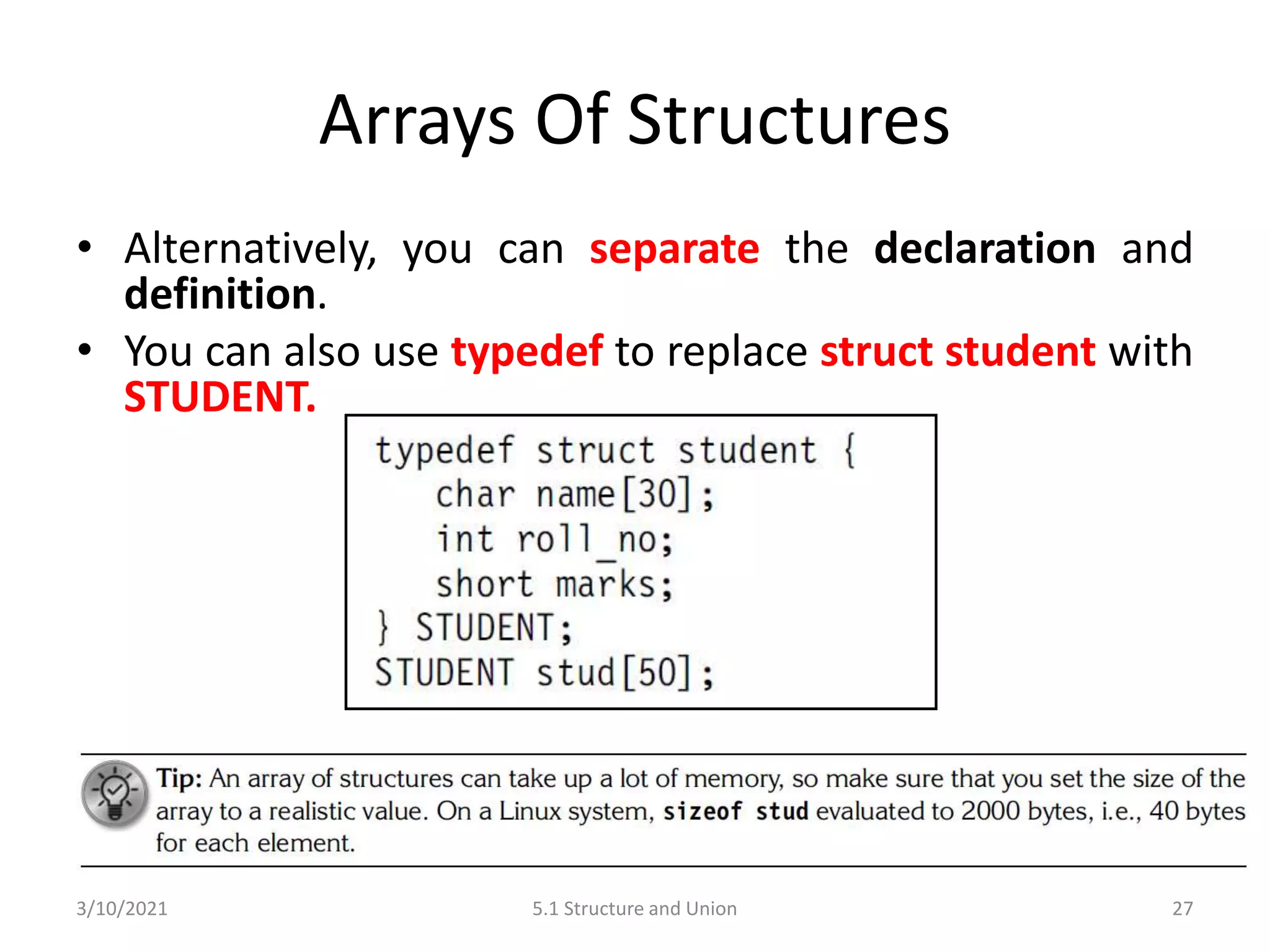 C Programming: Structure and Union | PPT