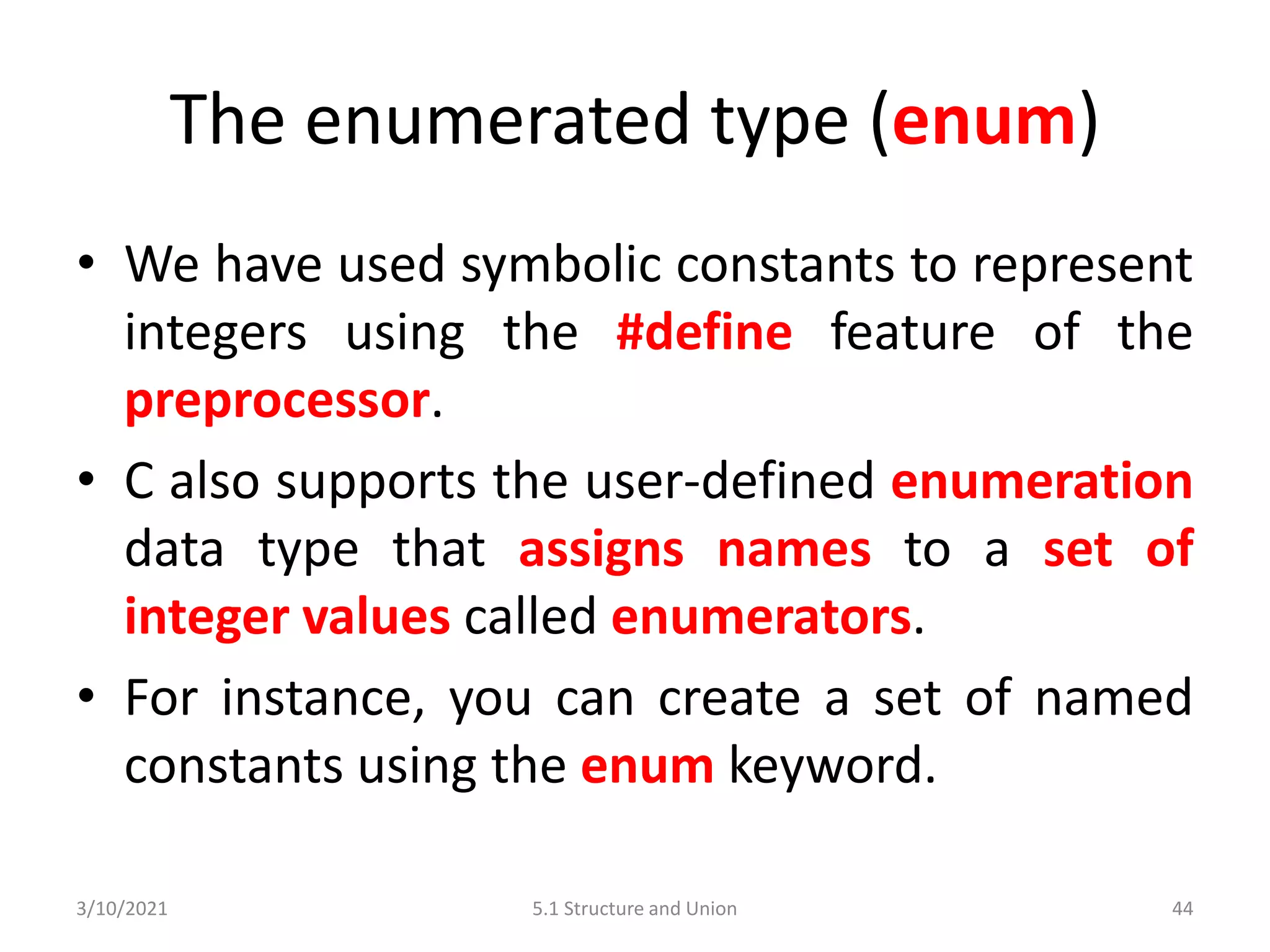C Programming: Structure and Union | PPT